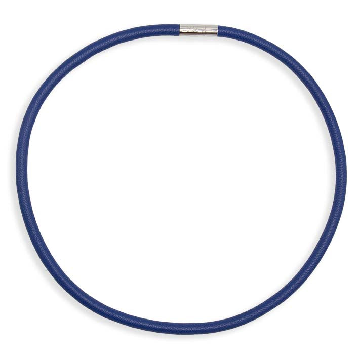 Ketting van leer, kobalt blauw, 1-lijns