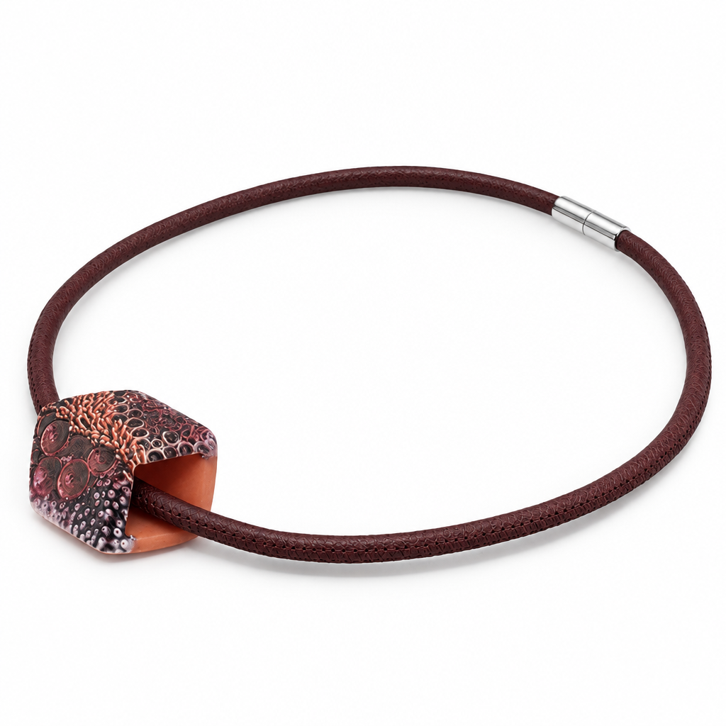 Cube ketting Red Coral