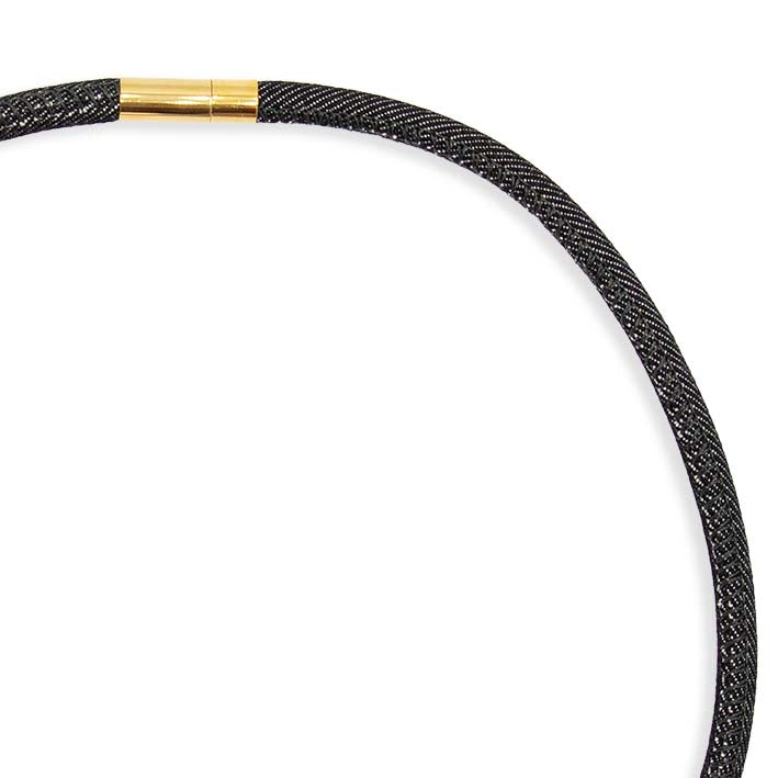 Ketting van denim, zwart, 1-lijns