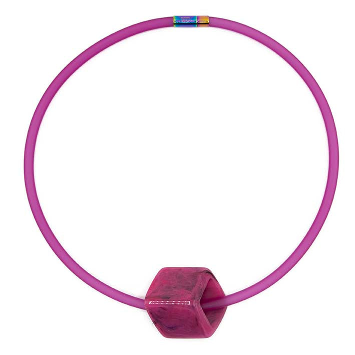 Ketting van RUBBER 1 lijns met Cube Black Pink - FEESTCOLLECTIE -