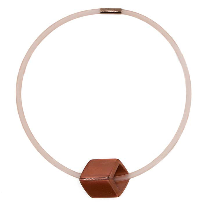 Ketting  van RUBBER 1  lijns met  Cube  Copper - FEESTCOLLECTIE