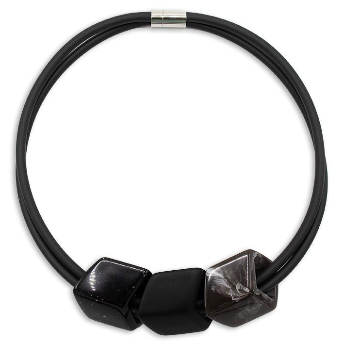 Exclusieve ketting van rubber met 3 Cubes, Dusk