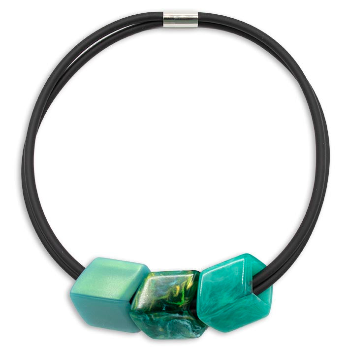 Exclusieve ketting van rubber met 3 Cubes, Glacier