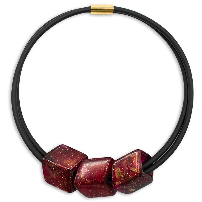 Exclusieve ketting van rubber met 3 Cubes, Space