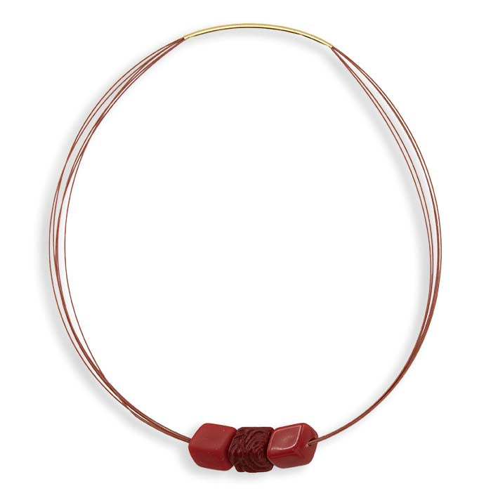 Mini Cube ketting Red Rose met scarletrode mini Cubes en 3D geprinte roos, Fates