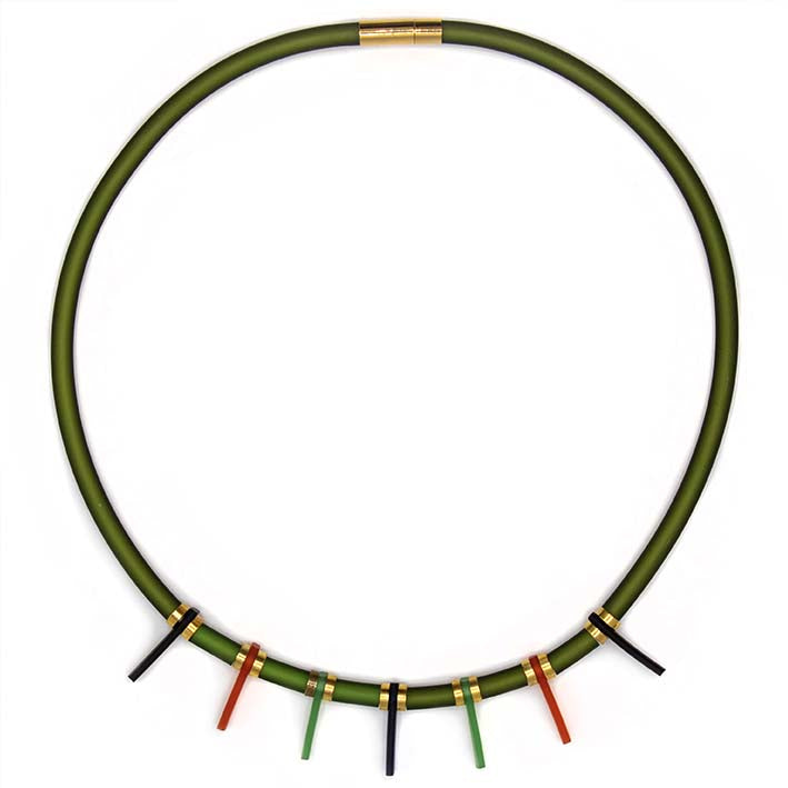 Zero waste ketting, Bits & Stripes, Green multi colour