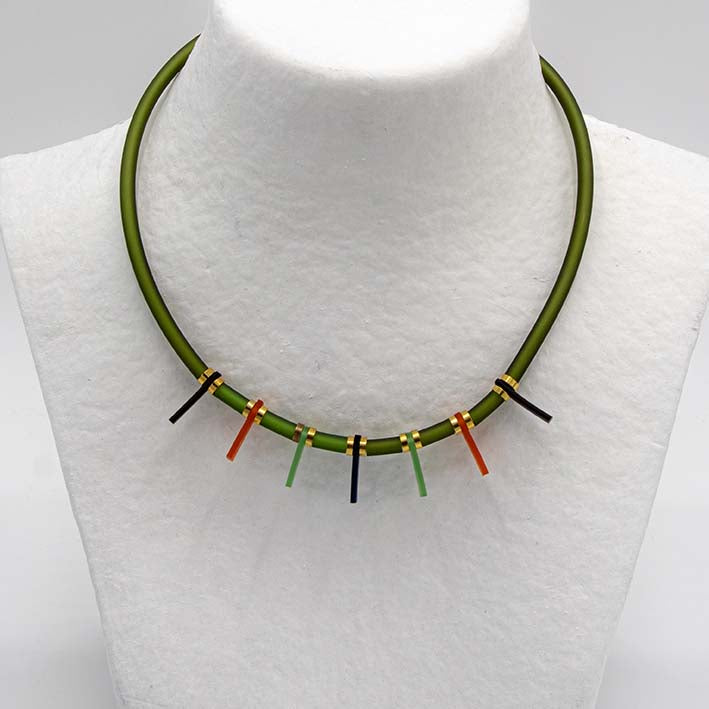 Zero waste ketting, Bits & Stripes, Green multi colour