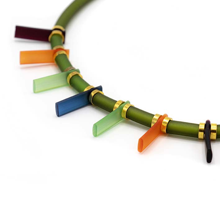 Zero waste ketting, Bits & Stripes, Green multi colour