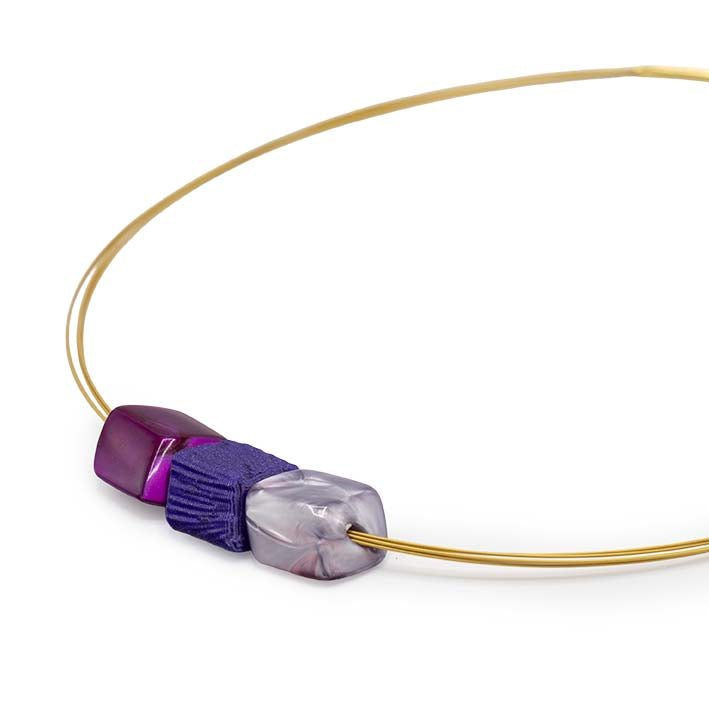 Mini Cube ketting Purple Rays met Magenta, Purple Rays en Dusty Pink mini Cubes, Fates
