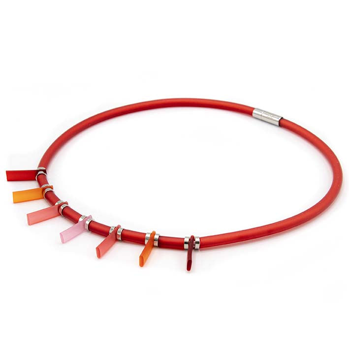 Zero waste ketting, Bits & Stripes, Multi red