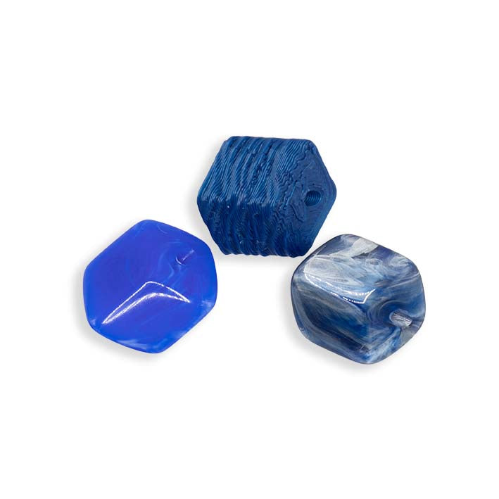 Set van 3 mini Cubes van Fates in blauwtinten, met 3D-geprinte Blue Water
