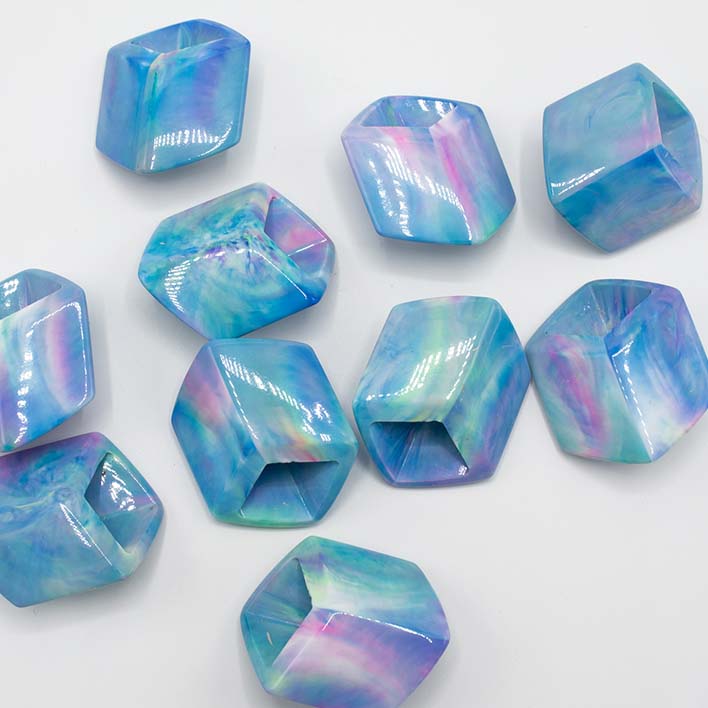 Cube Marble Blue Shiny