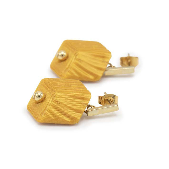 Cube oorbellen Golden Rays, 3D geprint