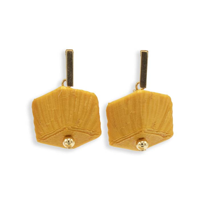 Cube oorbellen Golden Rays, 3D geprint