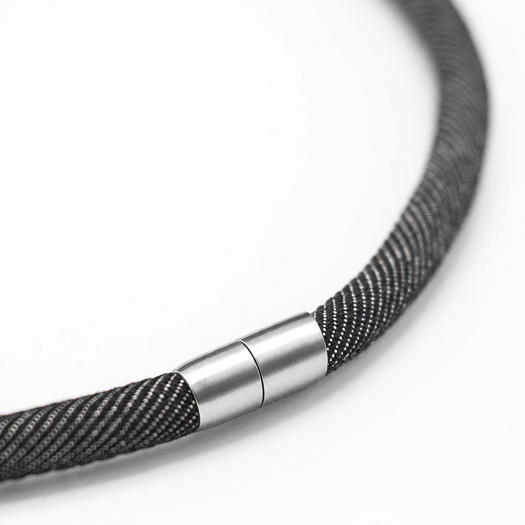 Ketting van denim, zwart, 1-lijns