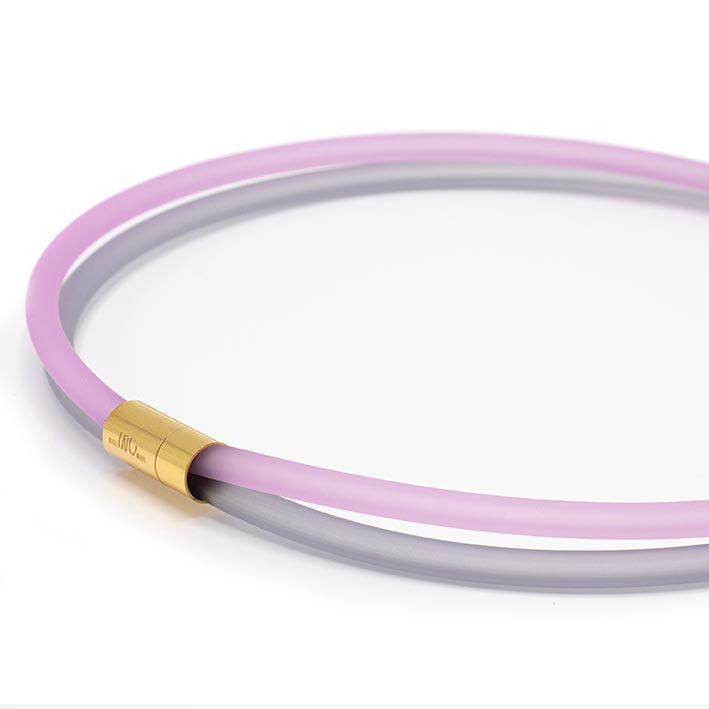 Rubber ketting 2 lijns, roze/lichtgrijs