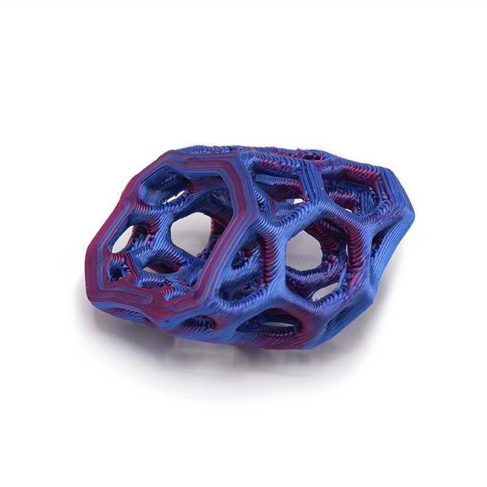 3D geprinte Cube van bio plastic, Lace Blue Violet